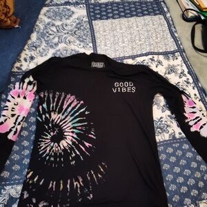 Vibrant Tie-Dye Long Sleeve Shirt - Black and Pink